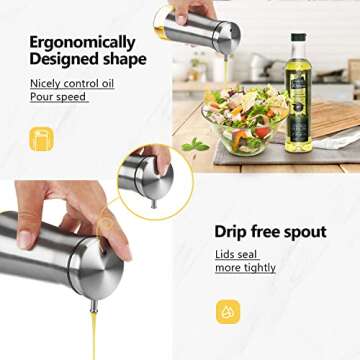 Aelga Olive Oil And Vinegar Dispenser Set -2 Pack Elegant Stainless Steel Oil Dispenser Set- Vinegar...