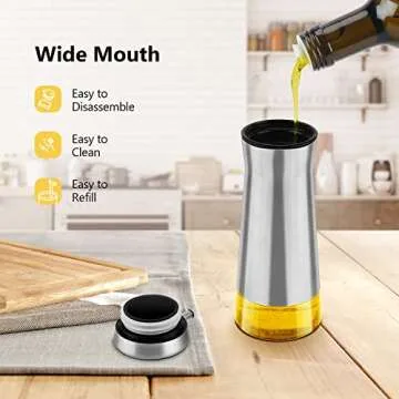 Aelga Olive Oil And Vinegar Dispenser Set -2 Pack Elegant Stainless Steel Oil Dispenser Set- Vinegar Bottle for Kitchen with No-Drip
