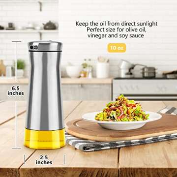 Aelga Olive Oil And Vinegar Dispenser Set -2 Pack Elegant Stainless Steel Oil Dispenser Set- Vinegar Bottle for Kitchen with No-Drip