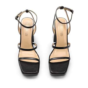 DREAM PAIRS Women's Platform Strappy Heels Open Toe Ankle Strap Square Party Sandals Y2K Dress Shoes