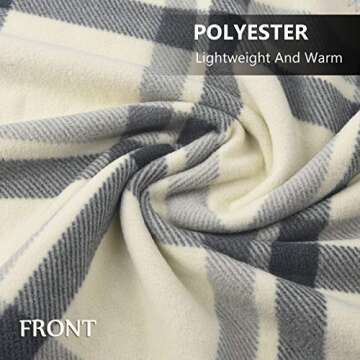 forestfish Wearable Flannel Blanket with Pockets, Cozy Soft Plaid Throws Blanket for Lap Bed Sofa Office Airplane Travel