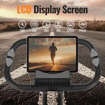 Folding Exercise Bike Stationary Bike Recumbent Exercise bike with 10 Level Adjustable Magentic Resistance and Arm Resistance Band LCD Display Support Backrest Wide Seat 300LB Capacity for Home Workout