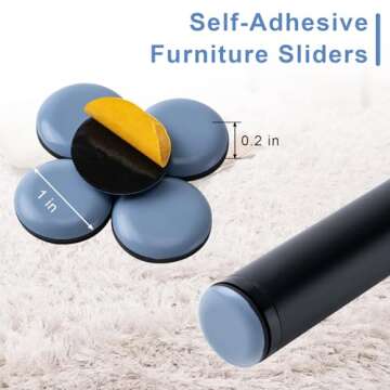 1 inch 24PCS Furniture Sliders for Carpet,Chair Legs Floors Protectors,Kitchen Appliance Sliders, Se...