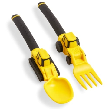 Dinneractive Utensil Set for Kids – Construction Themed Toddler Forks and Spoons, Toddler Utensils...