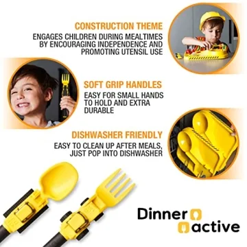 Dinneractive Utensil Set for Kids with Construction Theme