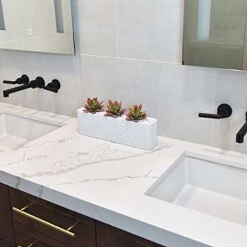 Artificial Succulents in Pots (13.5" Planter) - Red Succulents Plants for Window Sill Decor, Table Centerpieces, Patio & Coffee Table