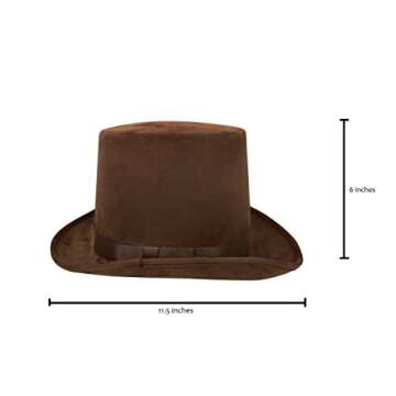 Nicky Bigs Novelties Adult Brown Fake Suede Top Hat - Steampunk Hatter Hats - Magician Halloween Cos...