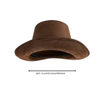 Nicky Bigs Novelties Adult Brown Fake Suede Top Hat - Steampunk Hatter Hats - Magician Halloween Costume Accessory, Brown, One Size