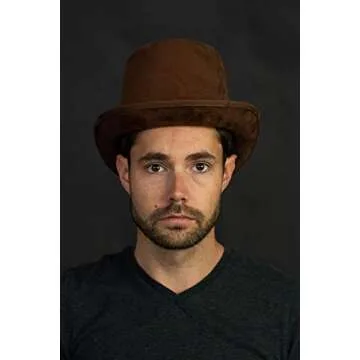 Nicky Bigs Novelties Adult Brown Fake Suede Top Hat - Steampunk Hatter Hats - Magician Halloween Costume Accessory, Brown, One Size