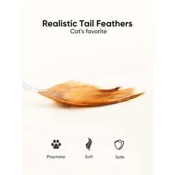 Petchain Interactive Cat Toy, Cat Toys for Indoor Cats Cat Feather Toys Automatic Cat Toy Cat Mouse Toy with Feather Tail Kitty Toys with USB Charging