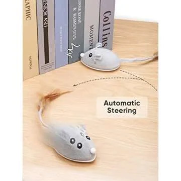 Petchain Interactive Cat Toy, Cat Toys for Indoor Cats Cat Feather Toys Automatic Cat Toy Cat Mouse Toy with Feather Tail Kitty Toys with USB Charging