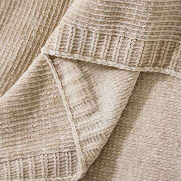 BATTILO HOME Chenille Knit Throw Blanket for Couch, Cozy Beige Tan Throw Blanket for Home Decor, Neutral Throw Blanket for Sofa Chair 51"x67"