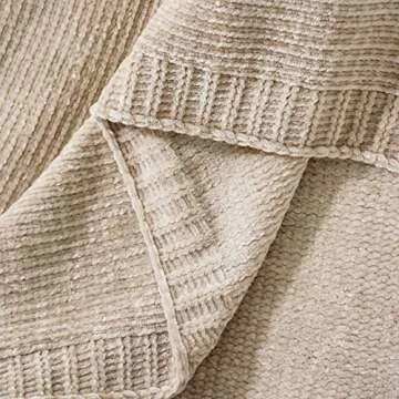 BATTILO HOME Chenille Knit Throw Blanket for Couch, Cozy Beige Tan Throw Blanket for Home Decor, Neutral Throw Blanket for Sofa Chair 51"x67"