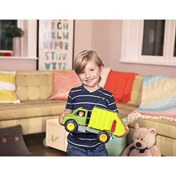 Battat – Green Recycling Truck – Classic Toddler Trucks – Eco-Friendly Toy – Soft Rubber Wheels – 18 Months + – Garbage Truck