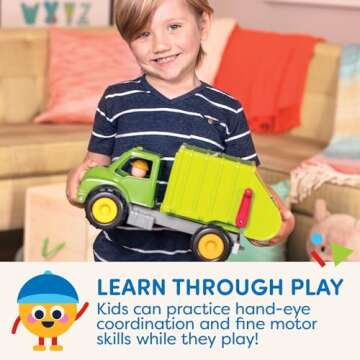 Battat – Green Recycling Truck – Classic Toddler Trucks – Eco-Friendly Toy – Soft Rubber Wheels – 18 Months + – Garbage Truck