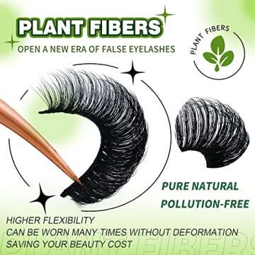 3d Plant Fibre Russian Strip Lashes, D Curl Lash Strips, Natural False Lashes Mink, Wispy Fake Lashe...