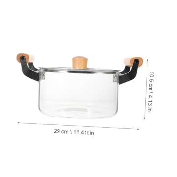 BESPORTBLE Glass Saucepan with Cover 2. 5 Cooking Pot with Cover Nonstick Soup Pot Sauce Pan for Sou...