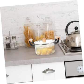 BESPORTBLE Glass Saucepan with Cover 2. 5 Cooking Pot with Cover Nonstick Soup Pot Sauce Pan for Soup Pasta Noodle Food Transparent