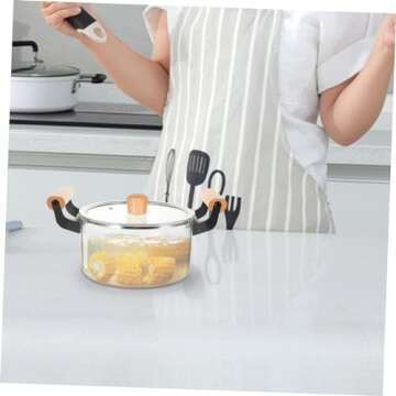 BESPORTBLE Glass Saucepan with Cover 2. 5 Cooking Pot with Cover Nonstick Soup Pot Sauce Pan for Soup Pasta Noodle Food Transparent