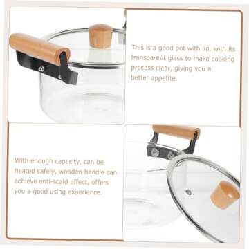 BESPORTBLE Glass Saucepan with Cover 2. 5 Cooking Pot with Cover Nonstick Soup Pot Sauce Pan for Soup Pasta Noodle Food Transparent