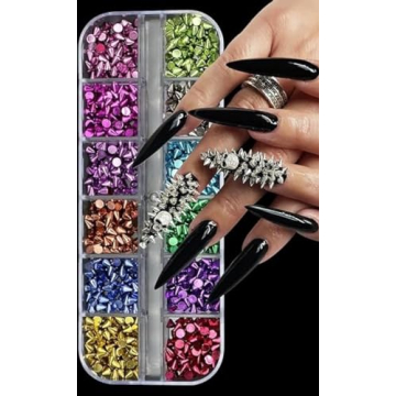 Chunmeng12 Grid Punk Nail Pendants with Mixed Colors Metal Rivets Tapered Nails Acrylic Pendants All...