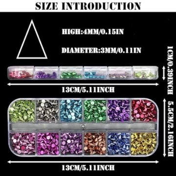 Chunmeng 12 Grid Punk Nail Charms for DIY Art