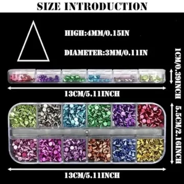 Chunmeng 12 Grid Punk Nail Charms for DIY Art