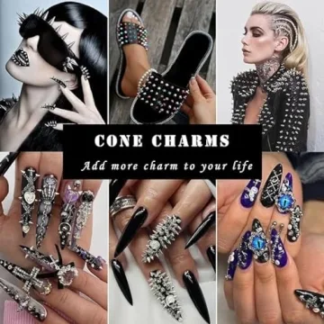 Chunmeng 12 Grid Punk Nail Charms for DIY Art