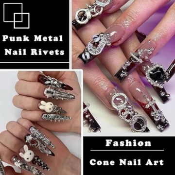 Chunmeng 12 Grid Punk Nail Charms for DIY Art
