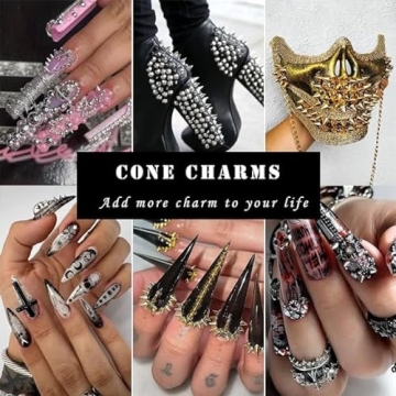 Chunmeng 12 Grid Punk Nail Charms for DIY Art