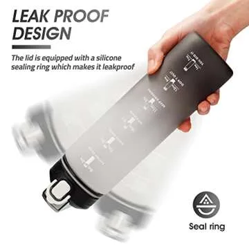 YC Kitchen Motivational Water Bottle with Time Marker- 32oz Water Bottles with Times to Drink, Leakproof & BPA Free Sports Water Bottle with Straw & Carry Strap for Fitness, Gym, and Outdoor Sports