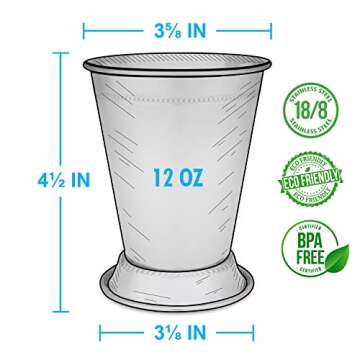 Mint Julep Cups Durable Stainless Steel Cocktail Glasses