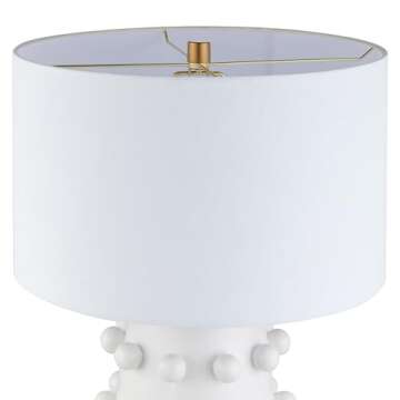 Henn&Hart 26" Tall Ceramic Table Lamp with Fabric Shade in Flat White, for Home, Living Room, Bedroom, Entertainment Room, Office, Kitchen, Dining