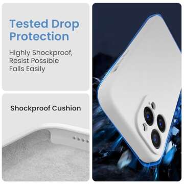 FireNova for iPhone 14 Pro Case, Silicone Upgraded [Camera Protection] Phone Case with [2 Screen Protectors], Soft Anti-Scratch Microfiber Lining Inside, 6.1 inch, White