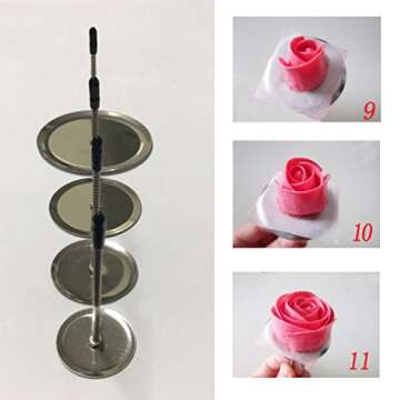gobaker Flower Nail Decorating Nails 4 Pcs/set, Stainless Steel Cake Cupcake Decor Tools for Icing Flowers Making