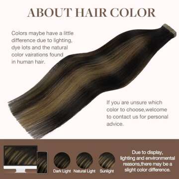 GOO GOO Tape in Hair Extensions Human Hair, 1B/6/1B Balayage Natural Black to Chestnut Brown, 22inch 50g 20pcs, Thick Ends Straight Seamless Tape in, Invisible Tape in Hair Extensions Human Hair
