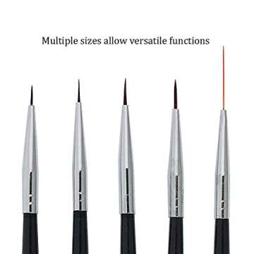 Winstonia 5 pcs Nail Art Brushes Set Liner Striping Brush for Strokes, Details Painting, Blending, Elongated Lines - FINE LINE