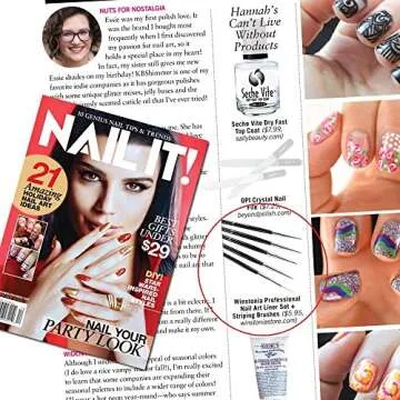 Winstonia 5 pcs Nail Art Brushes Set Liner Striping Brush for Strokes, Details Painting, Blending, Elongated Lines - FINE LINE