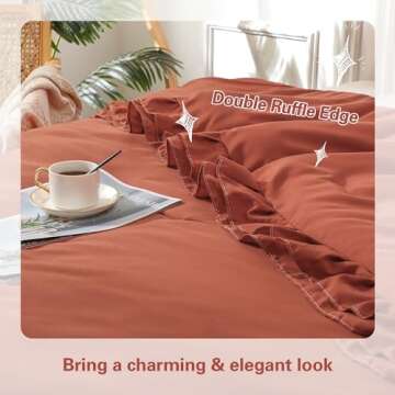 YOZEN Double Ruffle Comforter Set Farmhouse Vintage Bedding Set Vintage Soft Shabby Chic All Season ...