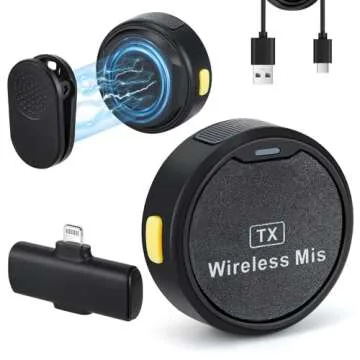 Wireless Microphone for iPhone/Android, USB C Microphone with Noise Cancellation, 16hrs Battery Life...