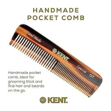 Kent A OT Double Tooth Hair Pocket Comb, Small Fine / Wide Tooth Comb For Hair, Beard and Mustache, Coarse / Fine Hair Grooming Comb for Men, Women and Kids. Saw Cut Hand Polished. Handmade in England