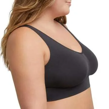 JUST MY SIZE Womens Pure Comfort Light Support Pullover Wireless T-shirt With Moisture-wicking Bra, ...