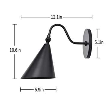 Pirxxiy Modern Soft Black Wall Sconces with Movable Metal Shape, Goose Neck Style Metal Bedside Lamp...