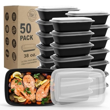 50 Pack 38OZ Meal Prep Containers - BPA-Free & Stackable Food Storage