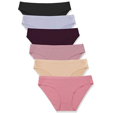 FINETOO 6 Pack Women’s Seamless Hipster Underwear No Show Panties Invisibles Briefs Soft Stretch B...