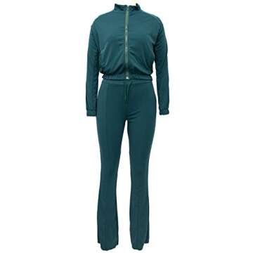 Womens Tracksuits Two Piece Outfits - Casual Zip Sweatshirts + Bell Bottom Flared Pants Sweatsuit Fashion Lounge Set Jumpsuits