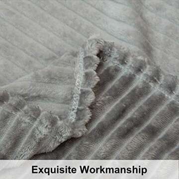 NTBAY Flannel Fuzzy Toddler Blanket, Fluffy Warm and Lightweight Reversible Stripes Design Baby Plush Blanket, 30x40 Inches, Grey