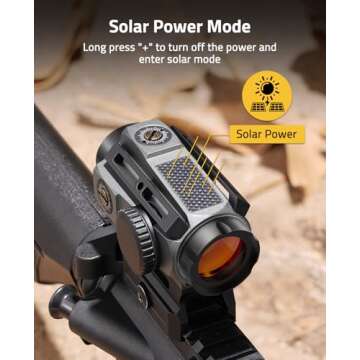 CVLIFE EagleFeather X Solar Multi-Reticle Red Dot Sight,1x20mm 2MOA Dot&40MOA Circle Motion Awake Solar Optics with Quick Release Mount Flip Up Covers,IPX7 Waterproof Fogproof