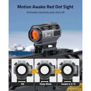 CVLIFE EagleFeather X Solar Multi-Reticle Red Dot Sight,1x20mm 2MOA Dot&40MOA Circle Motion Awake Solar Optics with Quick Release Mount Flip Up Covers,IPX7 Waterproof Fogproof