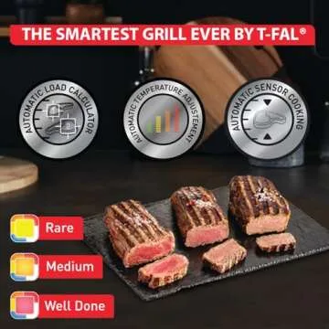 T-Fal OptiGrill Stainless Steel Electric Grill - 6 Cooking Modes, Dishwasher Safe, Indoor Grill